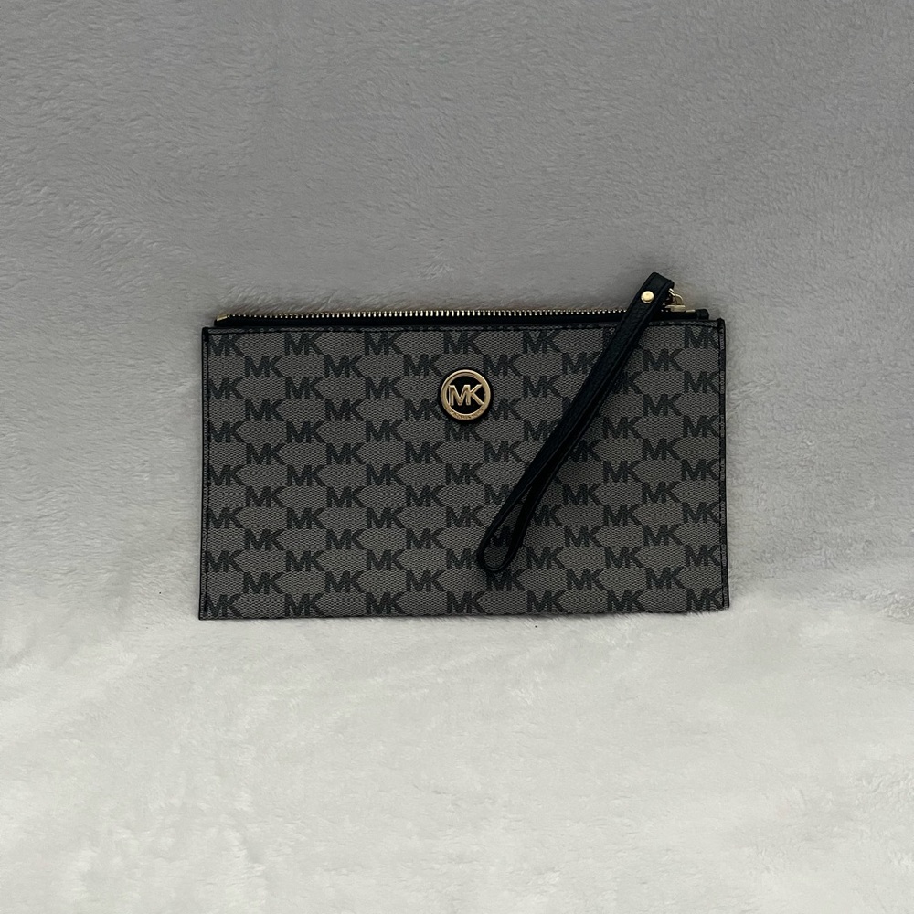 Vintage Michael Kors Black and Gray Monogram Wristlet